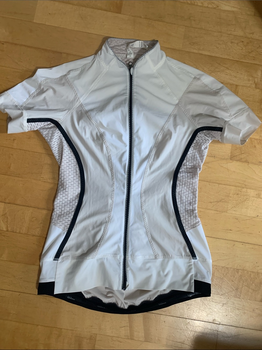 lululemon athletica White Short-Sleeve Cycling Jersey with Black Trim